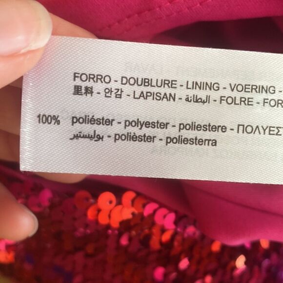 Zara Pink & Red Horizontal Striped Sequin Mini Dress Size XS - Picture 11 of 16